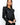 Schwarze Damen Lederjacke mit Puffärmeln und Slim Fit, Reißverschluss vorne, getragen von einer Frau.