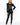 Schwarz Damen Lederjacke mit Puffärmeln und Reißverschluss im Slim Fit Design, getragen von einer Frau mit schwarzem Haar.