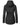 Black women's parka with fur hood, showcasing long sleeves and a sleek design.