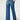 70er Jahre Stil weite Beinform hohe Taille Jeans in Blau, Retro Schlag, lockere Passform, aus Denim.