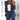 Woman wearing a chic blue tailored blazer and high-waist trousers set in dunkelblau color, size 3XL, standing with hands by her sides
