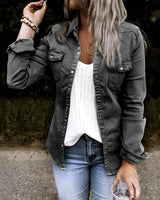 Olive military-style jacket for women in black, size 3XL, featuring a lightweight design with a fashionable collar, long sleeves, waist detailing, and stylish cargo elements.