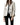 Navy Damen Designer Steppjacke in Weiß, doppelreihig und tailliert, in Größe 5XL, mit Kragen und langen Ärmeln.
