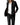 
A woman modeling a black double-breasted, tailored design jacket in a large 5XL size, featuring a quilted pattern. The jacket has a structured collar and long sleeves, accentuating the waist for a stylish and modern look.