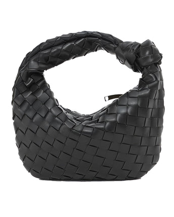 Schwarze geflochtene Leder Hobo Tasche mit einem luxuriösen Designer-Look, Einheitsgröße, im Stile 1.