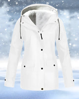 Winter parka for women in white, featuring a waterproof design with a fur-lined hood, shown in size 4XL. The parka has long sleeves and a stylish, insulated construction suitable for cold weather.